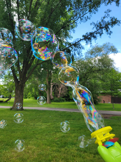 Electronic Bubble Machine for Kids | Bubble-in-Bubble, 4 oz Solution Included