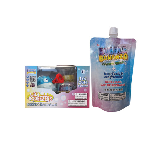 Lil' Squeezers Bubble Blower Blowfish with Bubble Bonanza Refill Bag 16oz