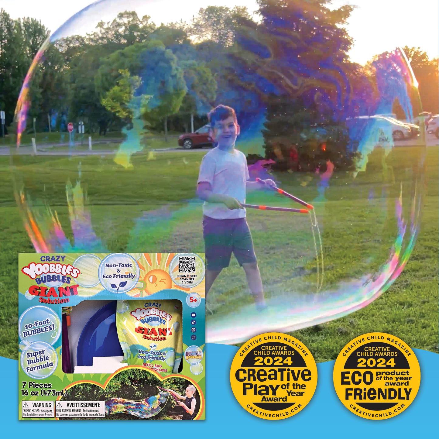 Giant Bubble Set: Solution, Wand & Tray | Crazy Yoobbles